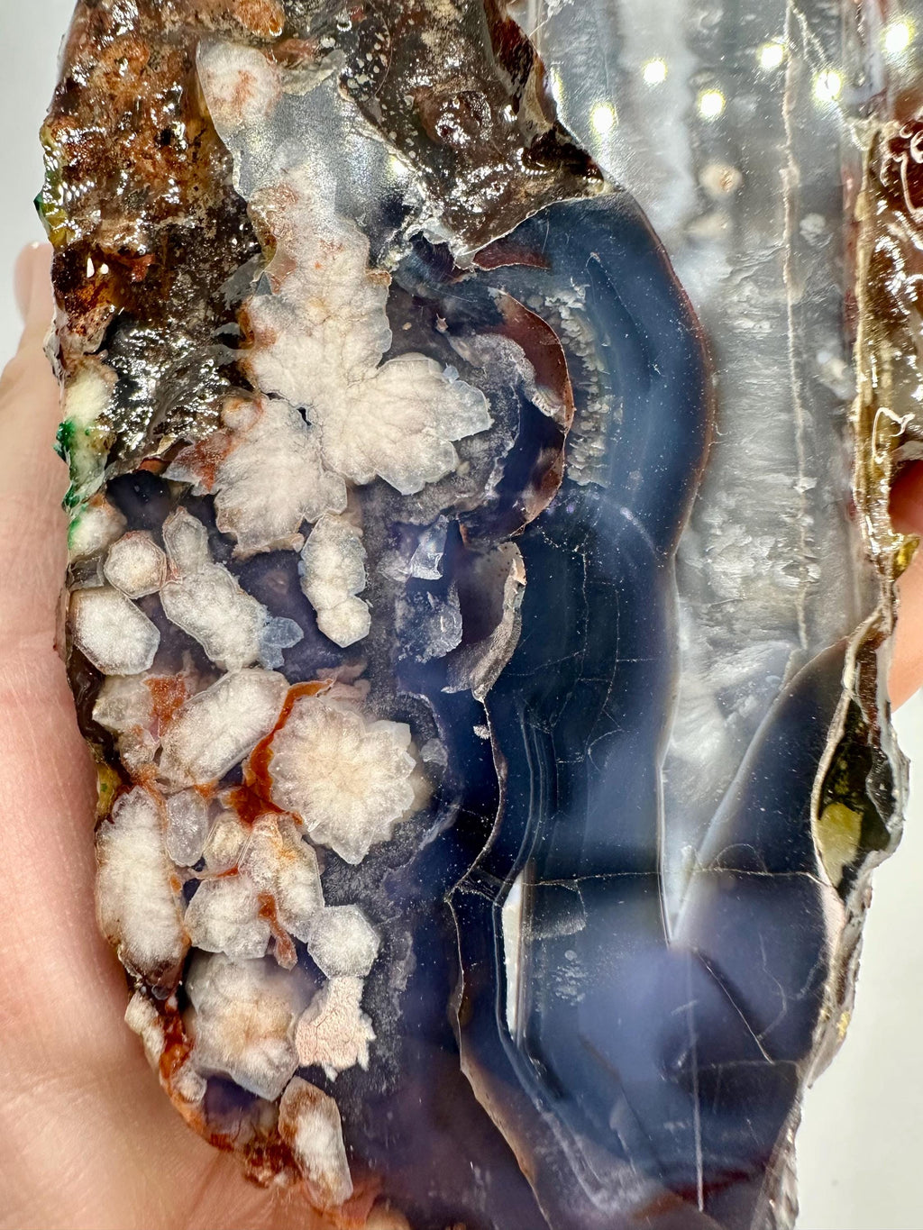 412 Grams Dark Blue Flower Agate Slab from Madagascar