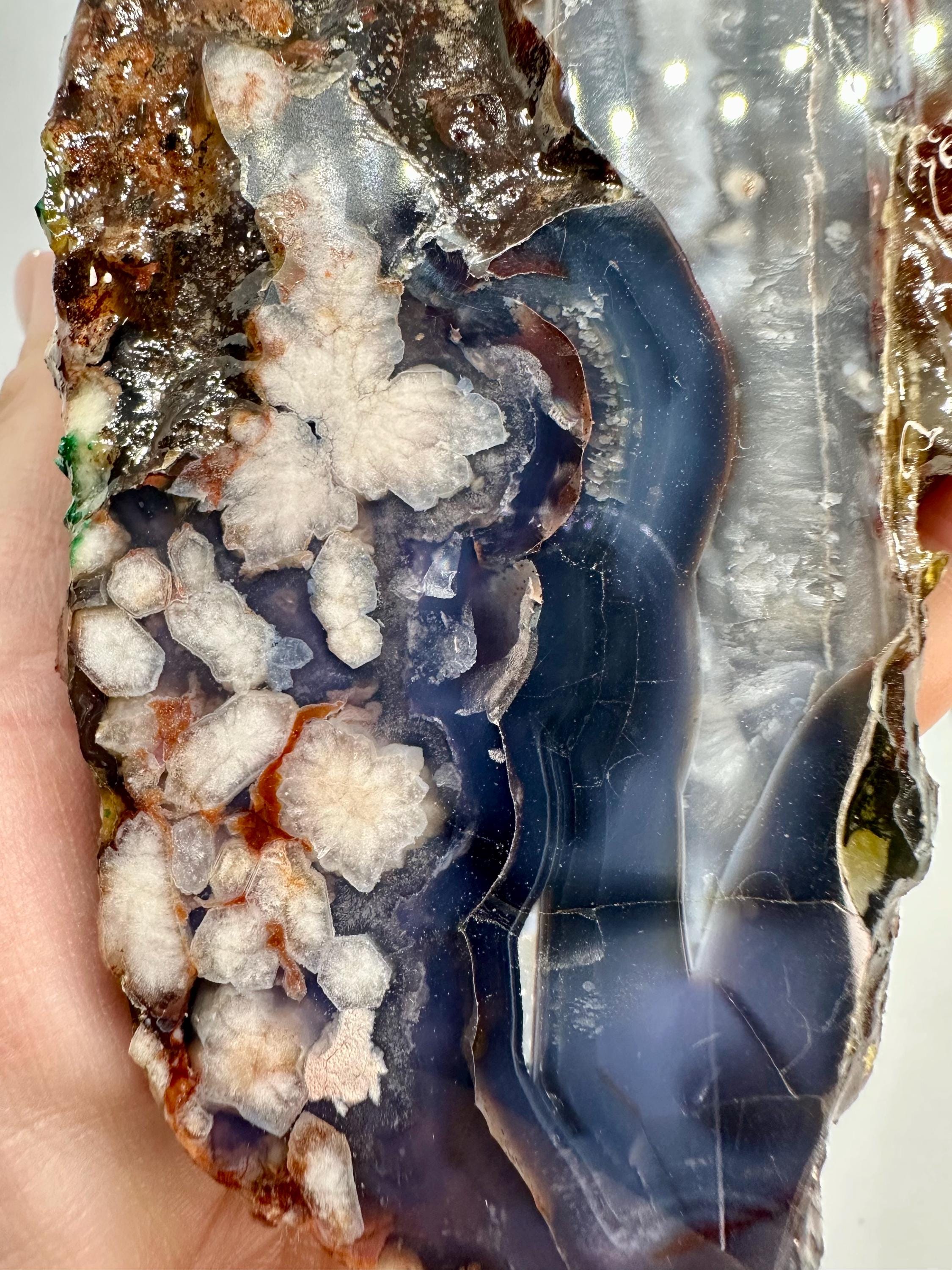 412 Grams Dark Blue Flower Agate Slab from Madagascar
