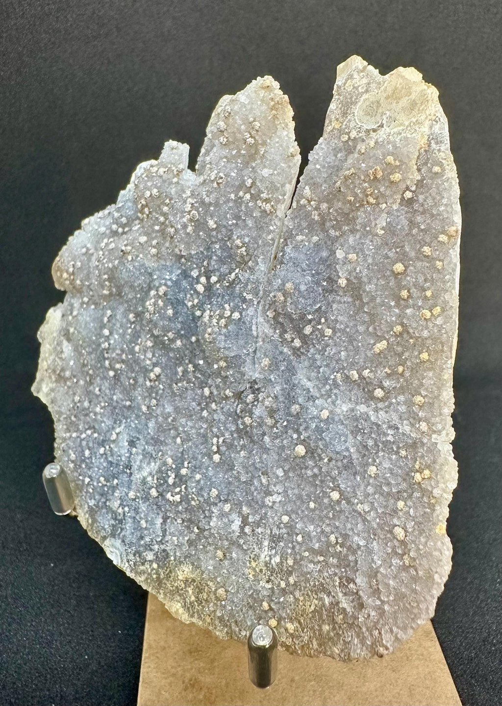 121 grams Drusy Blue‑Grey Chalcedony Slab with Barite “Stars” from Brazil