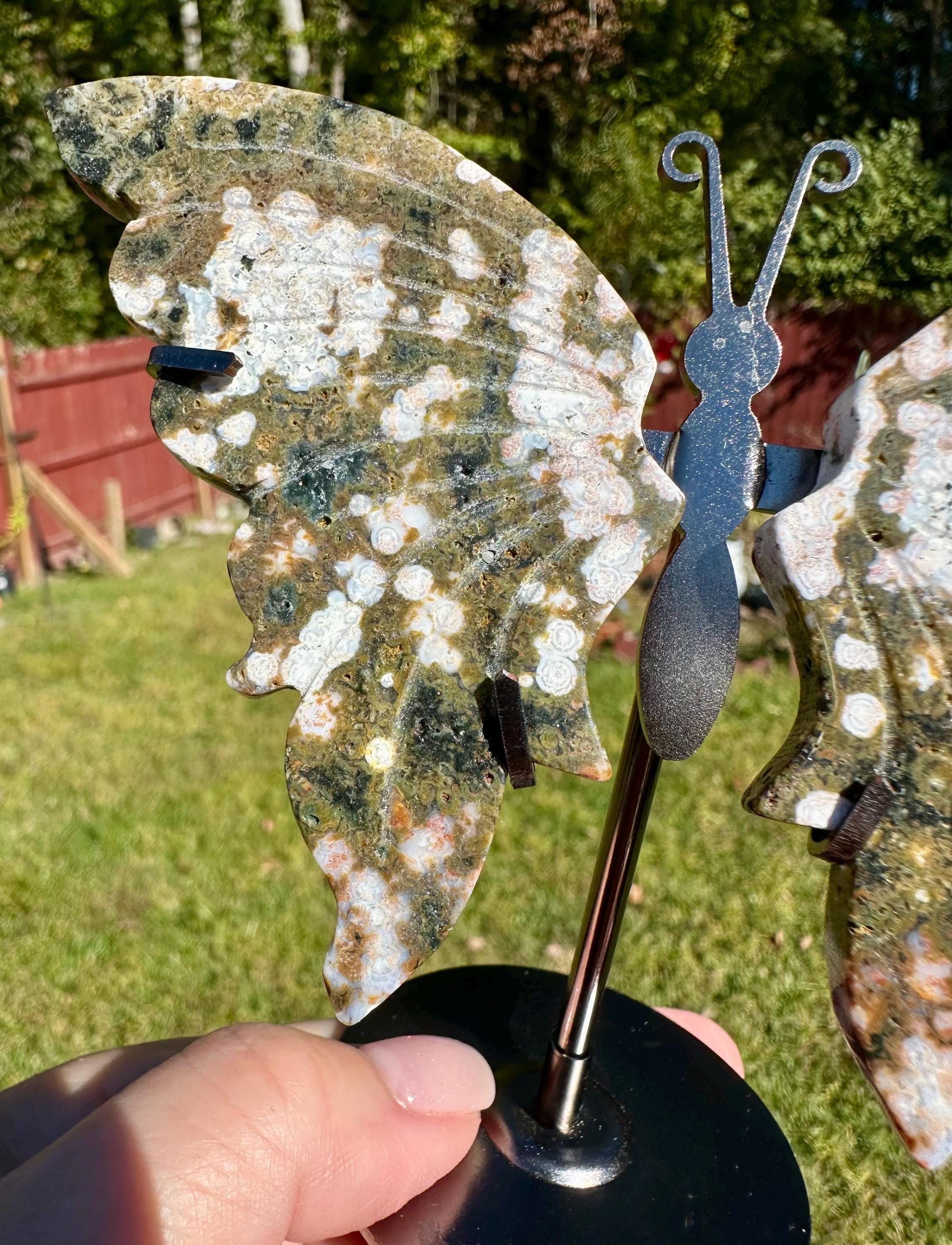 Orbicular Ocean Jasper Butterfly & Tower Set