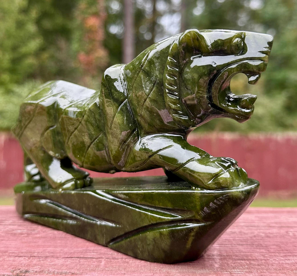 1147 Grams Nephrite Jade Tiger Carving – Guardian of Vitality and Grace