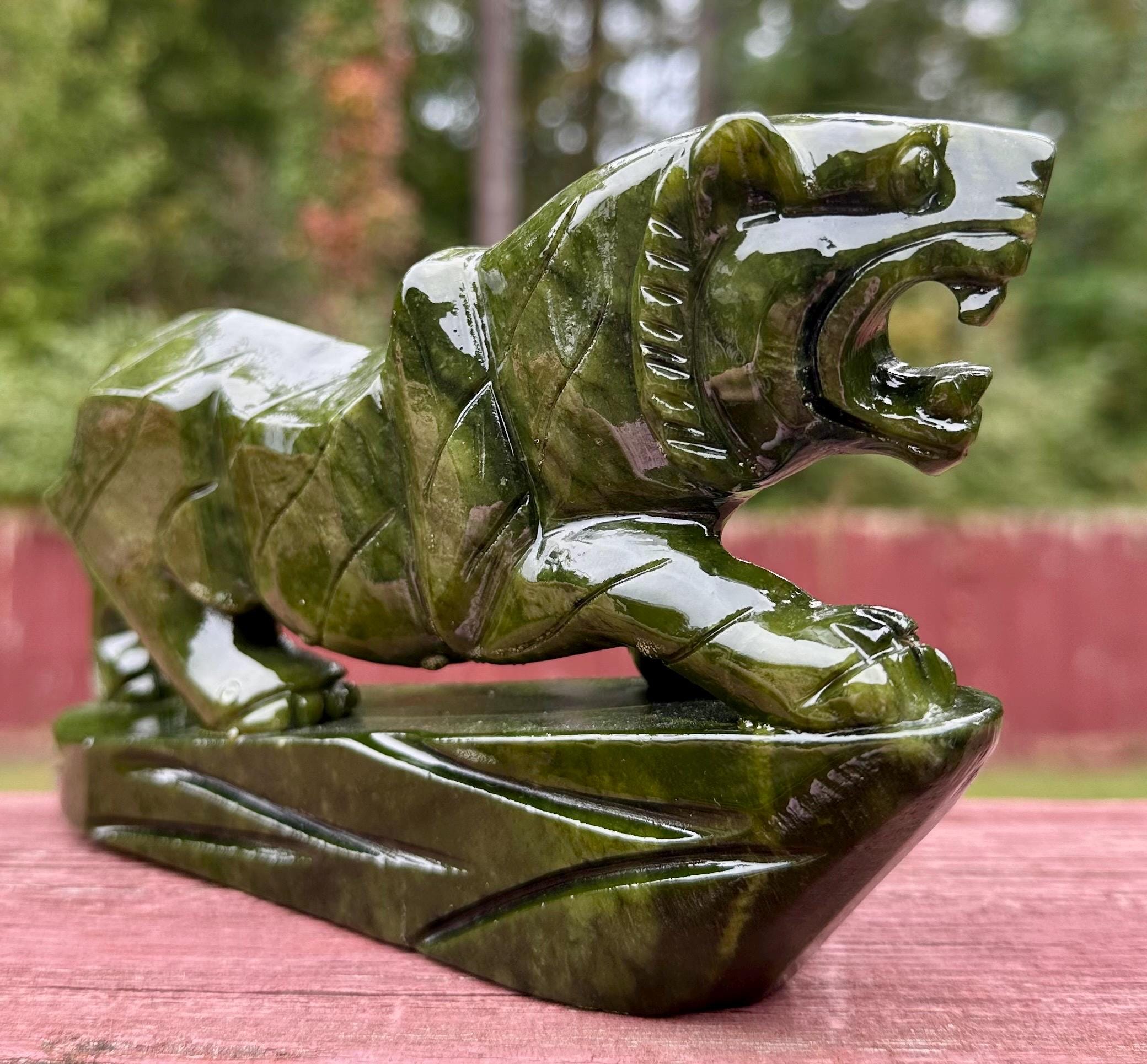 1147 Grams Nephrite Jade Tiger Carving – Guardian of Vitality and Grace