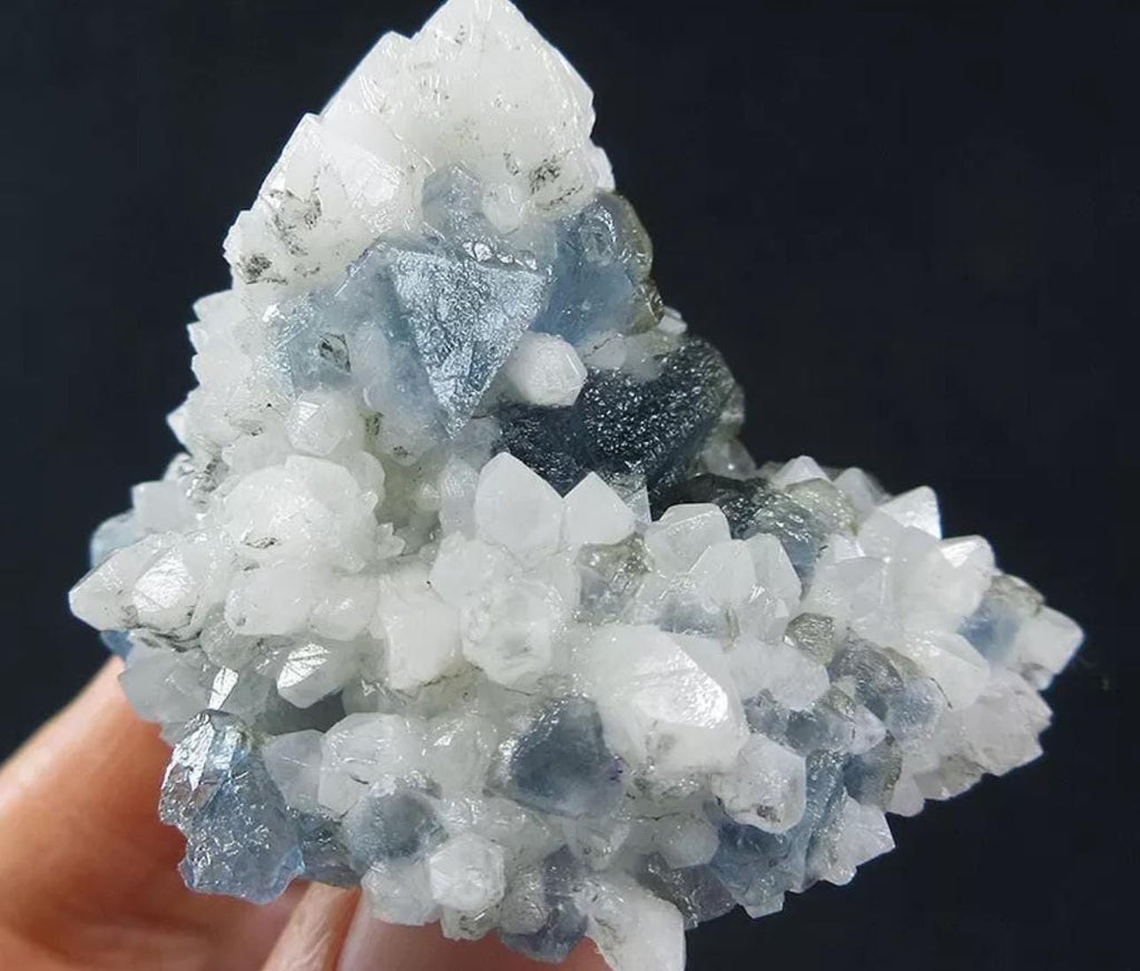 49 Grams Candle Quartz with light Blue-Greenish cubic Fluorite over Arsenopyrite from Inner Mongolia