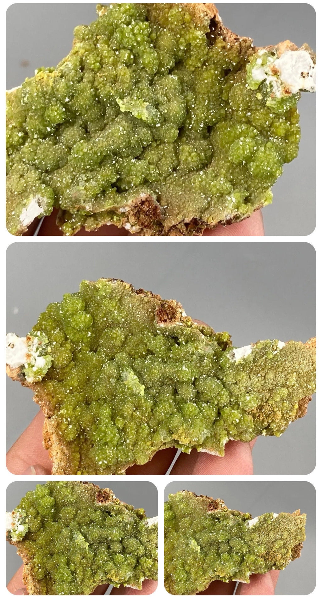 Very Sparkly Bright Green Pyromorphite Specimens / boitroyd or flower like formation
