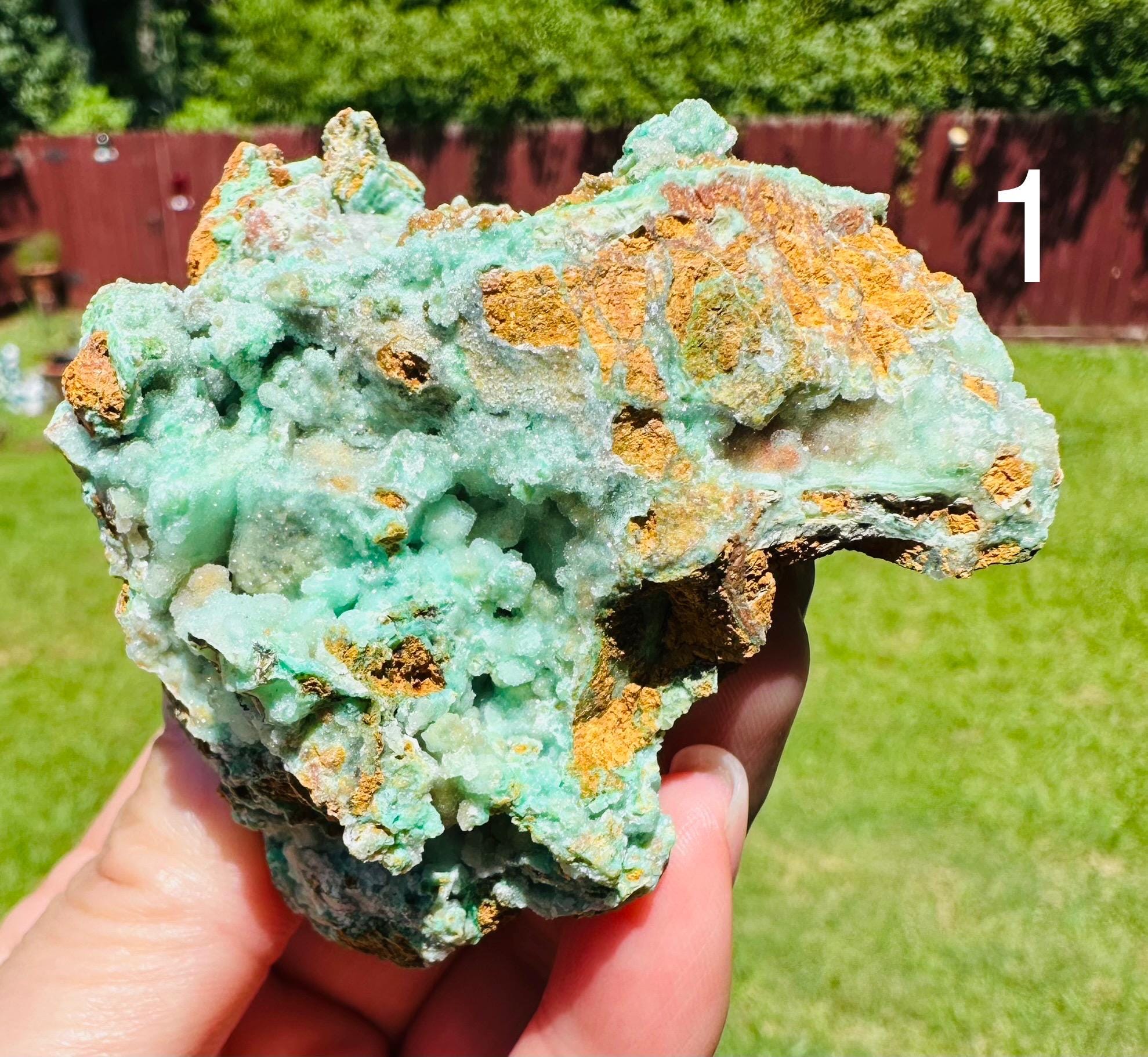 Minty Dream: Raw Druzy Chrysoprase in Matrix – Sparkling Natural Beauty & Heart Healing!