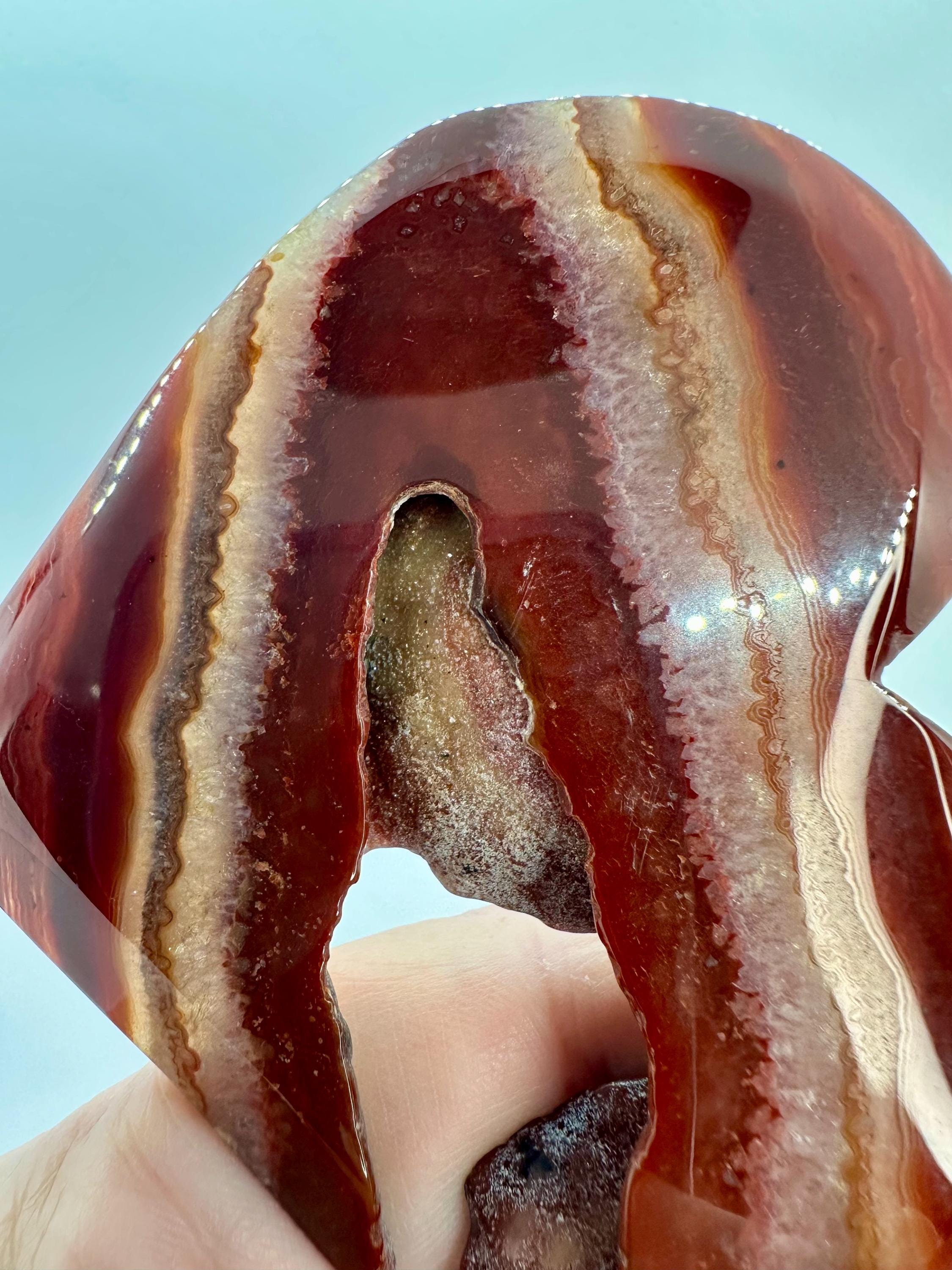 Carnelian Druzy Heart Carving with Bonus Flame