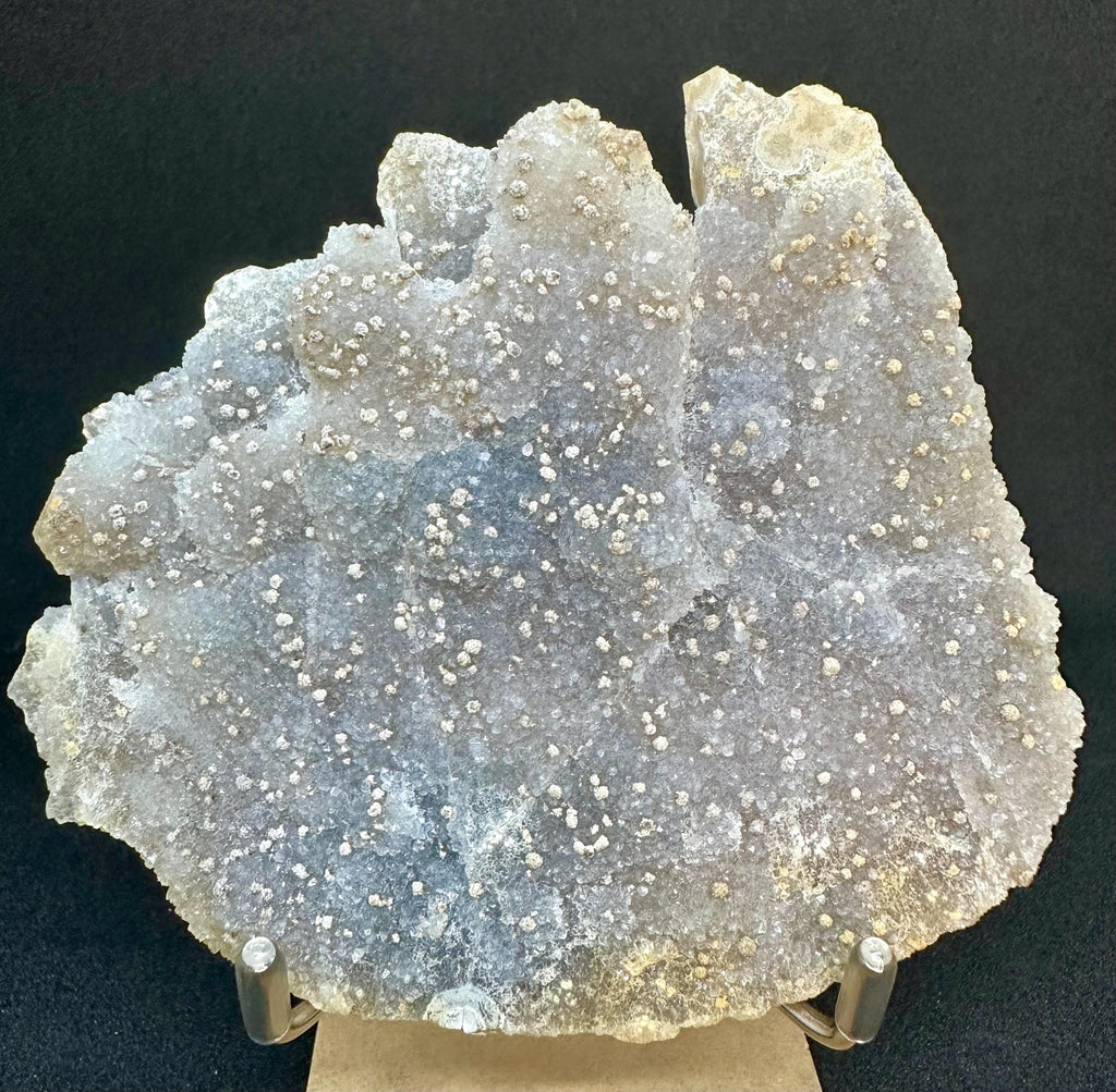 121 grams Drusy Blue‑Grey Chalcedony Slab with Barite “Stars” from Brazil