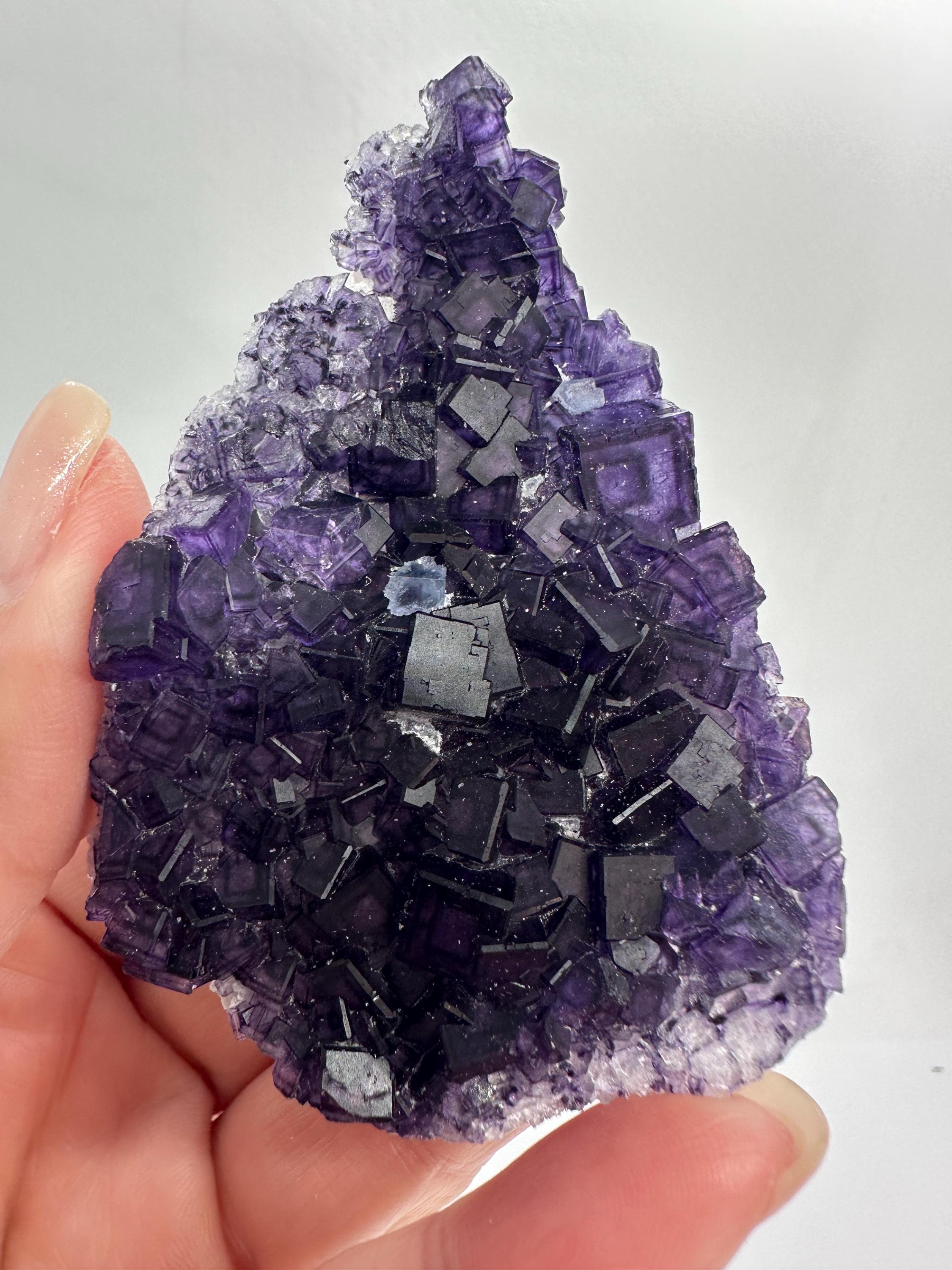 QR‑Code Purple Fluorite Specimens — Choose Your Favorite from Qinglong Mine, Guizhou, China