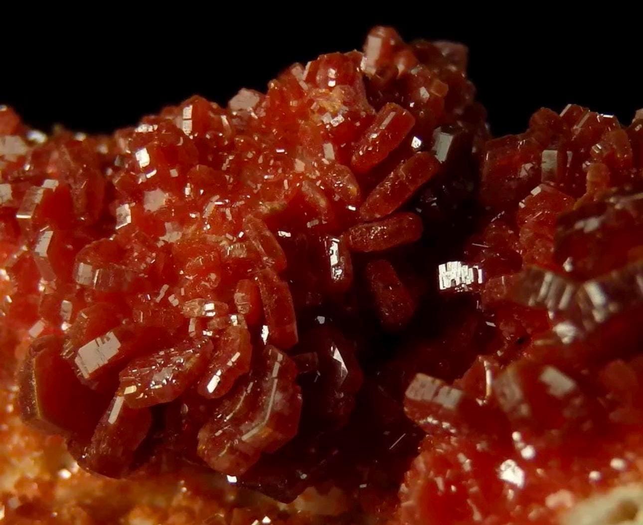 132 Grams Lustrous Vibrant Red and Orange Vanadinite from Morocco