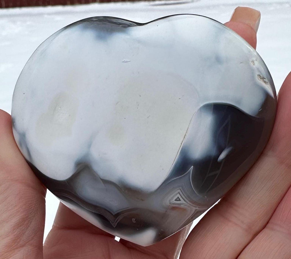 Orca Agate Puffy Heart, Flame and Sphere Set from Madagascar