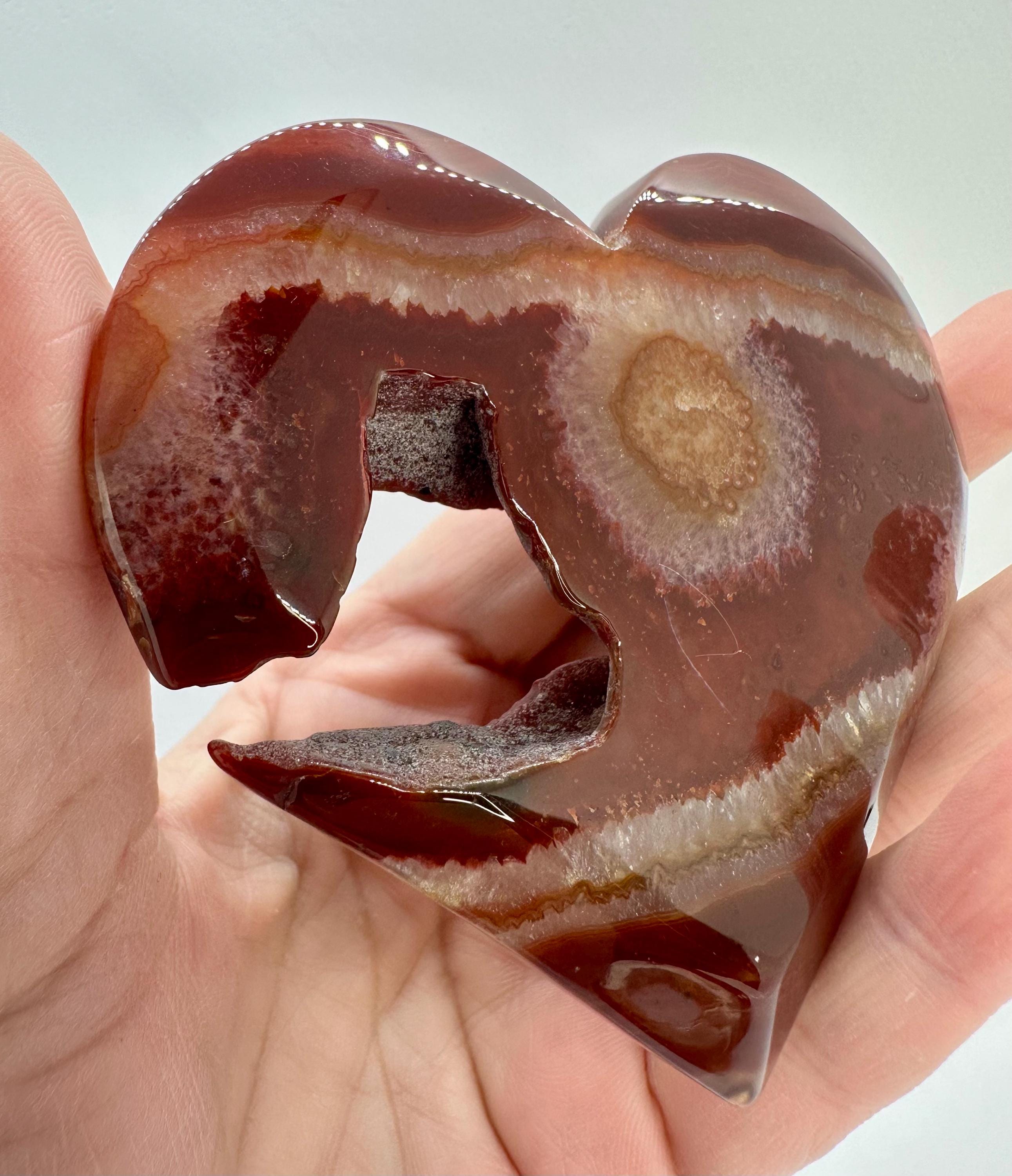 Carnelian Druzy Heart Carving with Bonus Flame