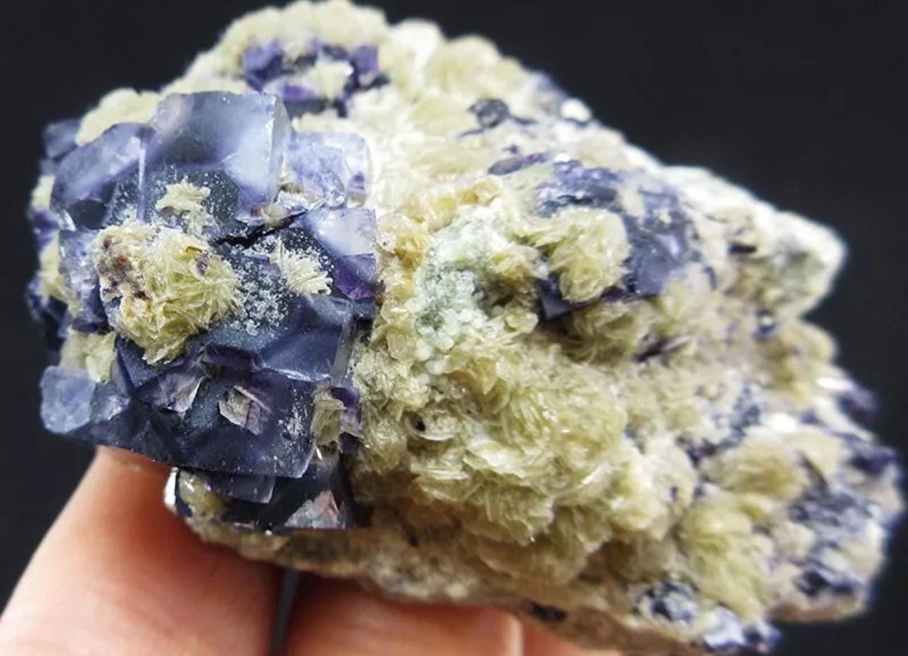 130 Grams Deep Purple Cubic Fluorite with Siderite sourced from Inner Mongolia, China