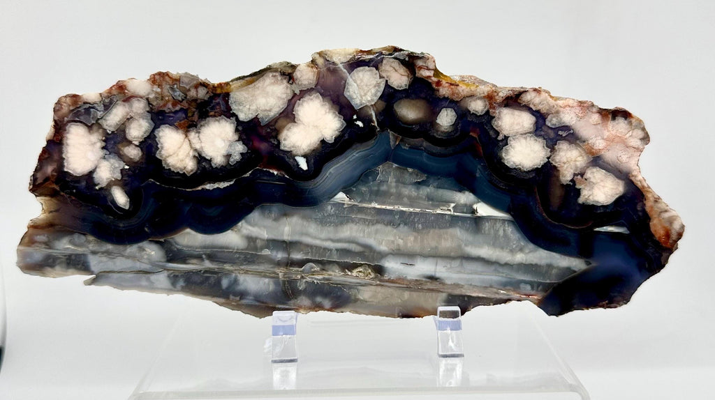 412 Grams Dark Blue Flower Agate Slab from Madagascar