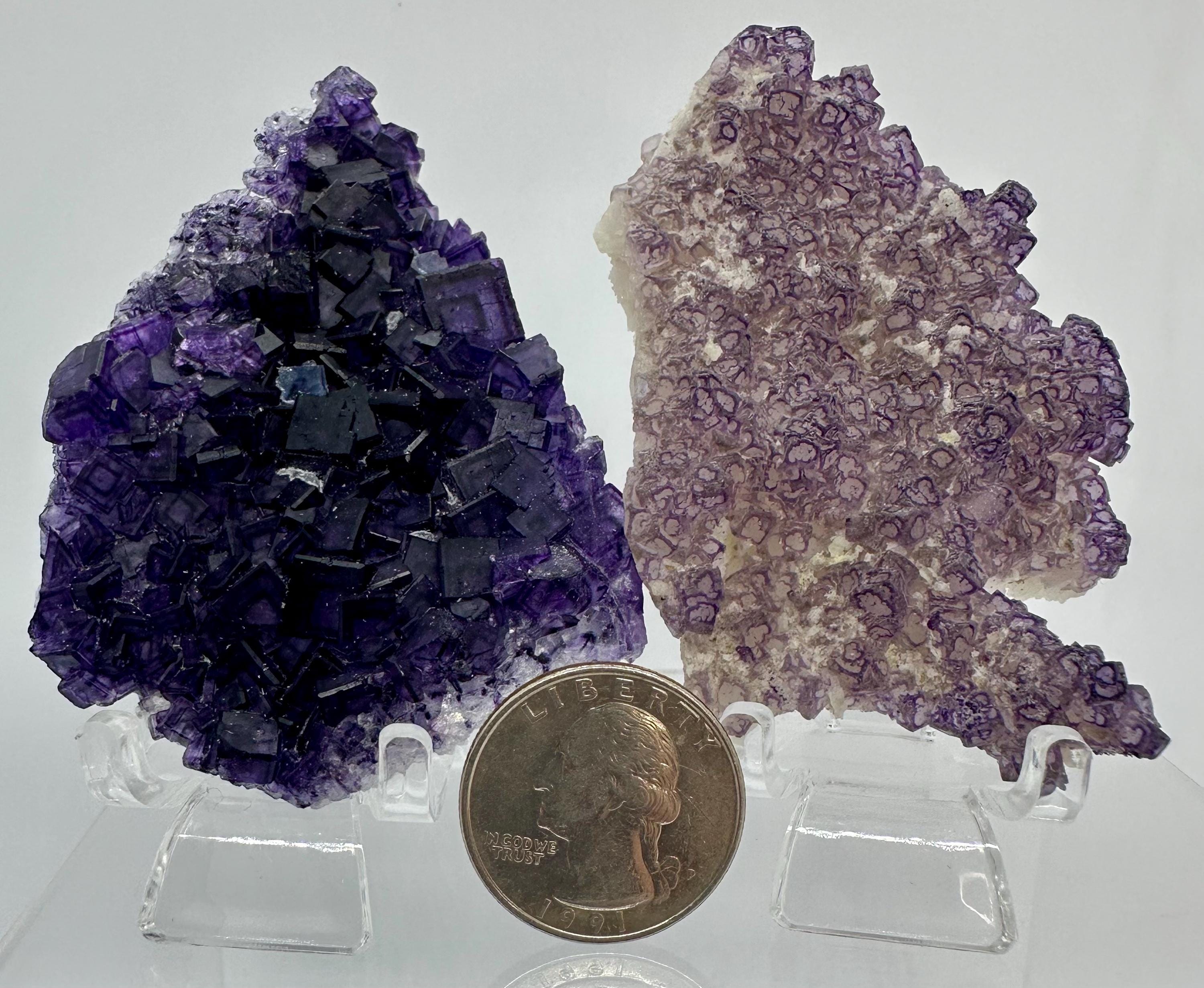 QR‑Code Purple Fluorite Specimens — Choose Your Favorite from Qinglong Mine, Guizhou, China