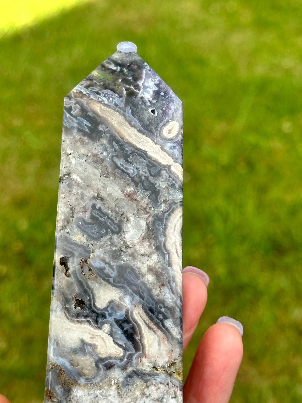 514 Grams Unique and Beautiful Purple Crazy Lace Agate Tower