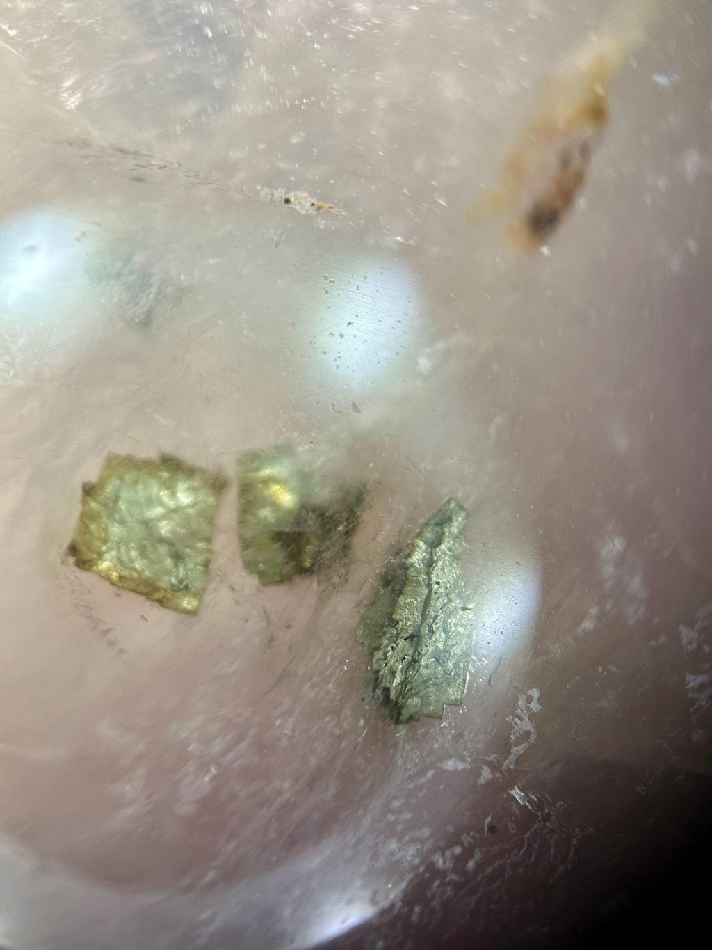 Girasol Quartz Sphere & Point Set with Unique Inclusions from Madagascar