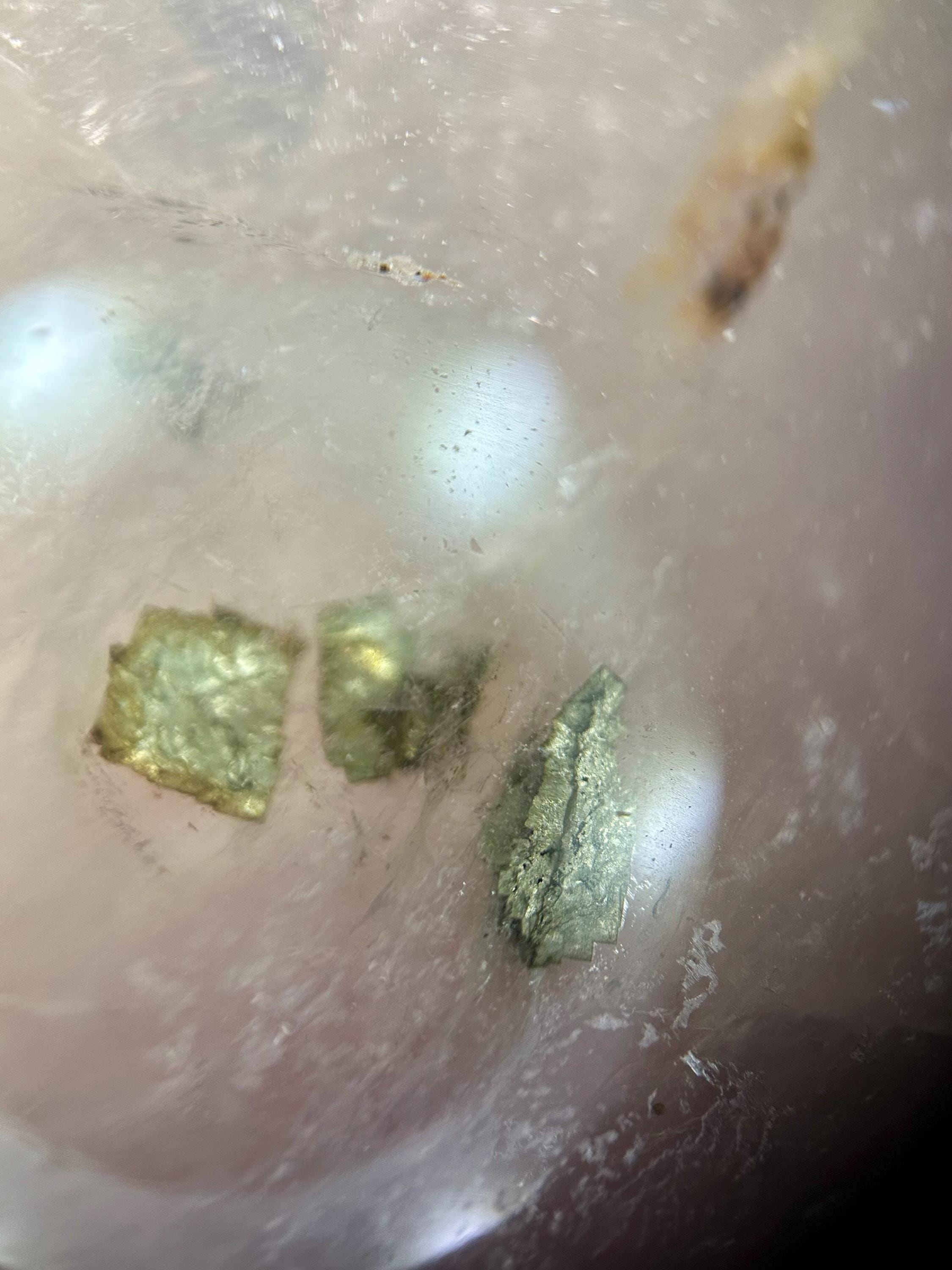 Girasol Quartz Sphere & Point Set with Unique Inclusions from Madagascar
