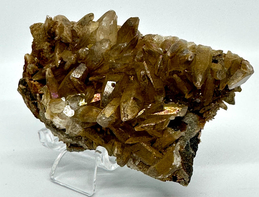 92 Grams Iridescent Dogtooth Calcite Cluster from South Africa