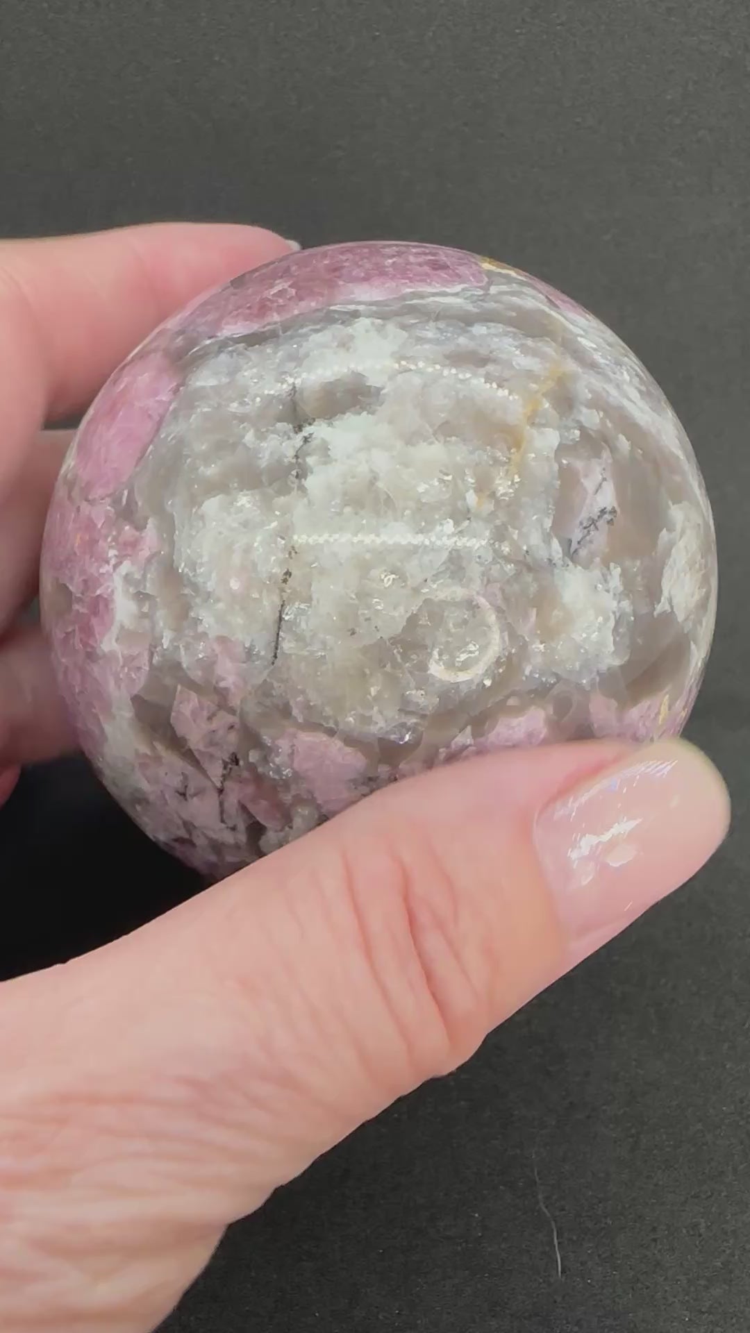 2.92" Pink Tourmaline in Smoky Quartz Sphere with Shimmery Mica, Madagascar